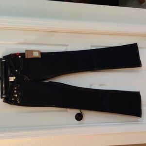 True Religion Women's Becky Dark Wash Button Zip Jeans Size 26